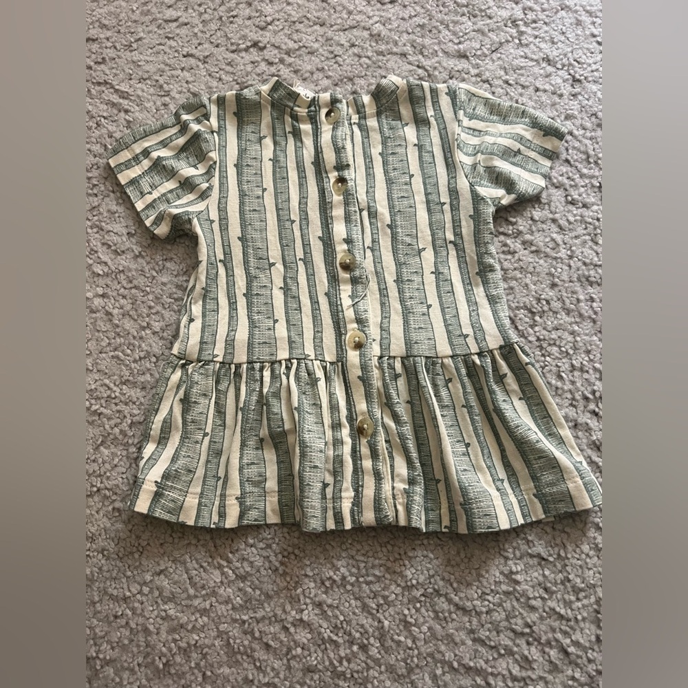Kate Quinn Kids Pajama Set in Green and Cream Stripes - Picture 6 of 7